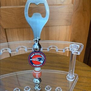 Hand Crafted- NFL New England Patriots Beaded Bottle Opener